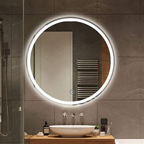 500mm 600mm Bathroom Mirror With Lights Touch Button Led Illuminated Bathroom Mirror Light