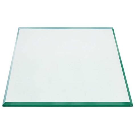 Buy Glass Table Top Square Clear Glass Tempered Beveled Polished Edges 12mm Thickness