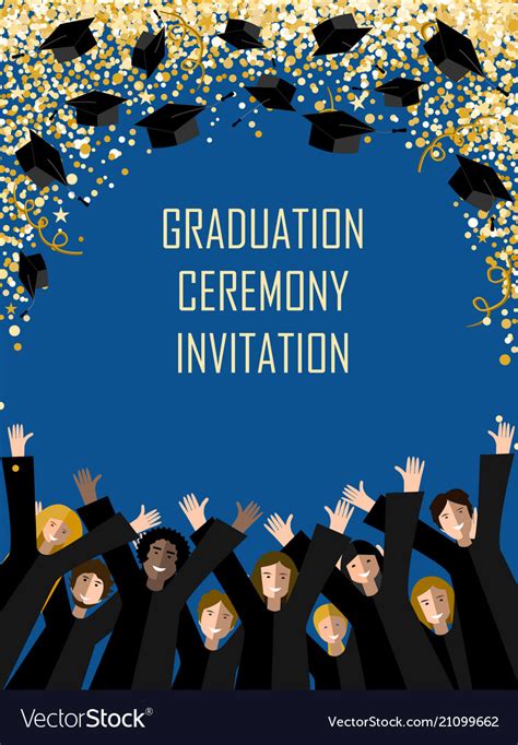 Graduation Poster With Happy Graduates Royalty Free Vector