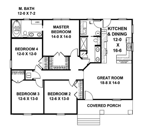 Craftsman Style House Plan 4 Beds 2 Baths 1541 Sqft Plan 44 217