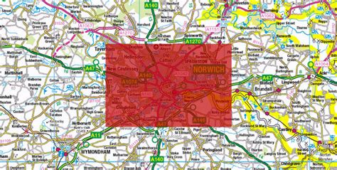 Central Norwich City Street Map Digital Download Uk