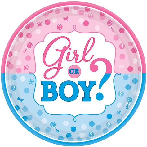 Baby Shower Gender Reveal Girl Or Boy Extra Large Paper Plates 8ct