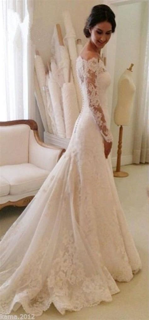 Elegant Lace Wedding Dresses White Ivory Off The Shoulder Garden Bride