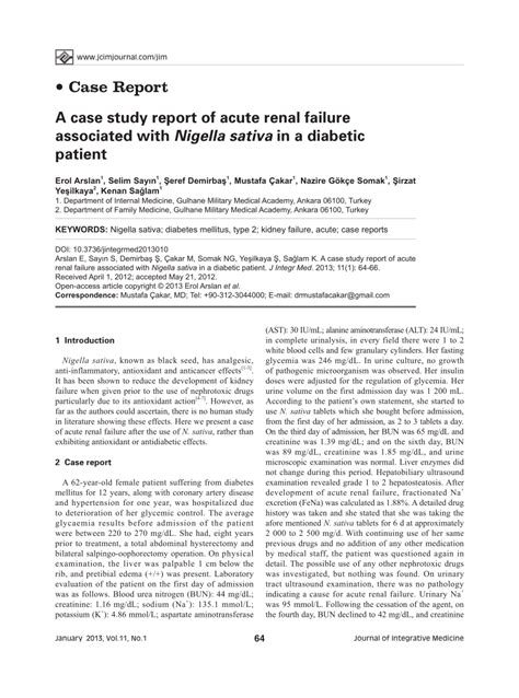 Pdf A Case Study Report Of Acute Renal Failure Associated With