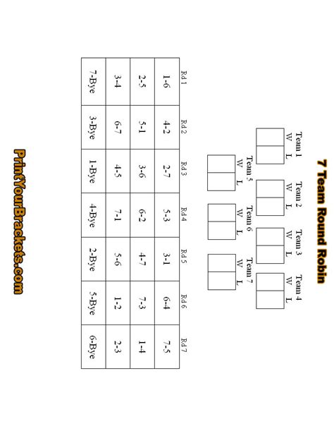 Print Your Brackets 7 Team Round Robin