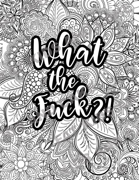 What The Fuck Coloring Page Adult Coloring Page Cuss Word Etsy