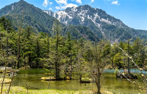 Wallpaper Nature Mountains Japan Forest Pond Landscape Nagano