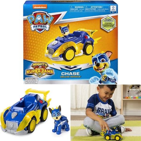 Bnib Paw Patrol Mighty Pups Super Paws Chases Deluxe Vehicle With