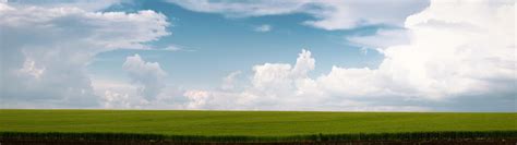 Beautiful Summer Landscape Green Field And Blue Sky With Clouds Web