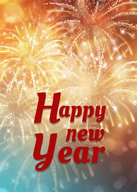 Happy New Year Gorgeous Fireworks Bloom Light Effect Background Happy