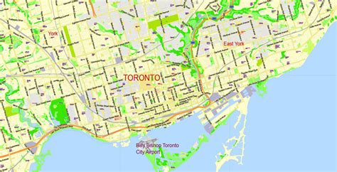Toronto Pdf Map Canada Exact Vector Map Street G View City Plan Level