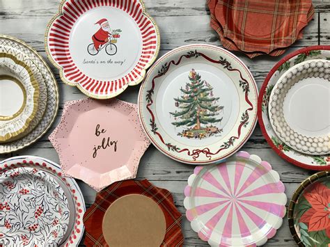 Holiday Paper Plates And 9 Poinsettia Plaid Holiday Paper Dinner Plates