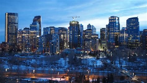 Skyline Landscape At Sunset In Calgary Alberta Canada Image Free