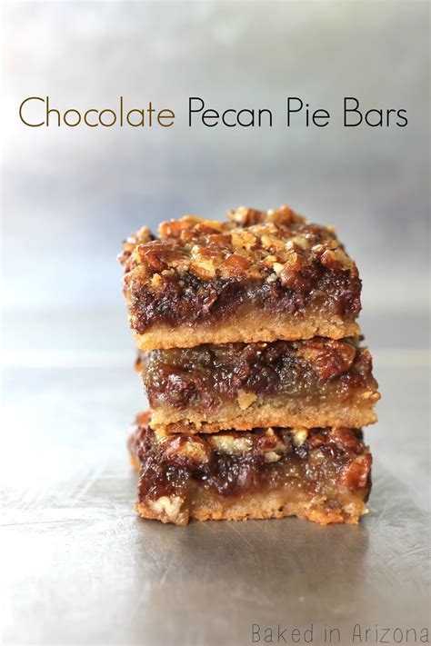 The pecan pie bars combine rich, gooey, homemade salted caramel filling with chocolate. Chocolate Pecan Pie Bars | Baked in AZ