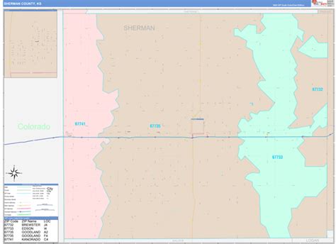 Sherman County Ks Wall Map Color Cast Style By Marketmaps Mapsales
