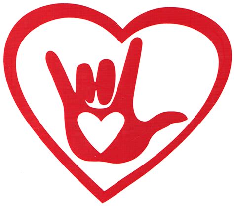 I Love You Sign Language Hand Sign With Heart Vinyl Cutout 45 X