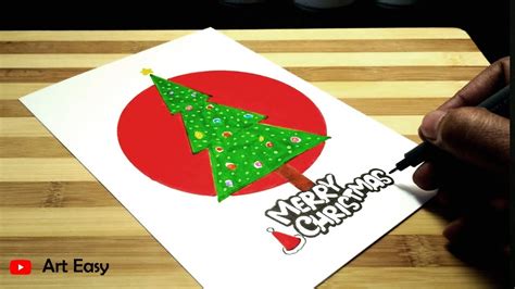 Christmas Card Drawing Very Easy Step By Step Youtube