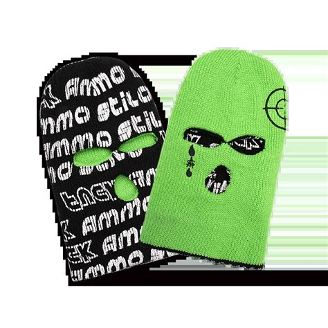 Designer Custom Ski Mask Outdoor Black Face Jacquard Logo Fabric One