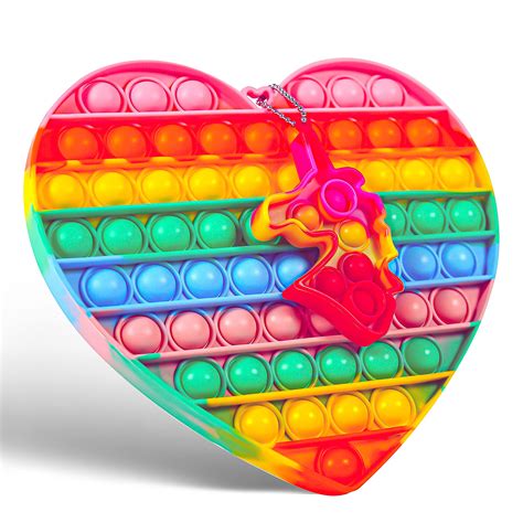 Buy Popit Play Mega Pop It Rainbow Heart 8 Inch 100 Bubbles Big Pop