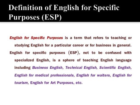 Definition Of English For Specific Purposes
