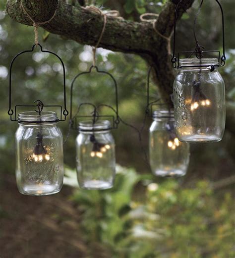 Mason Jar Lanterns With Solar String Lights Plowhearth