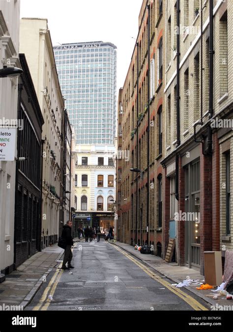 Narrow Street And Pedestrian London Uk Stock Photo Alamy