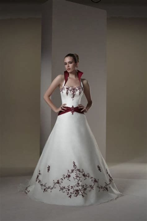 Wedding Dress With Red Accents By Sincerity Bridal Colored Wedding
