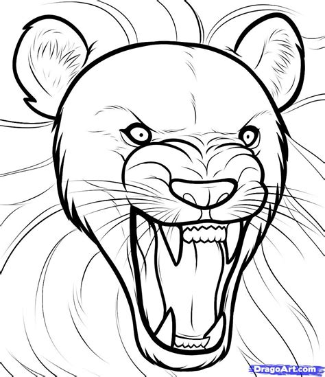 How To Draw A Lion Roaring Roaring Lion Step By Step Safari