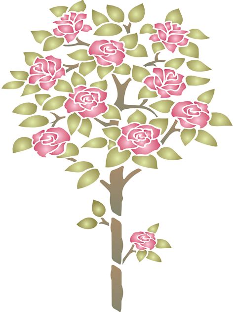 Trunks, a branch, catkins, leaves and 2 birds. Rose Tree Stencil http://www.amazon.com/dp/B01GG5SNGA/?m=A1SEUOZ4T4HCBD | Stencils wall, Tree ...