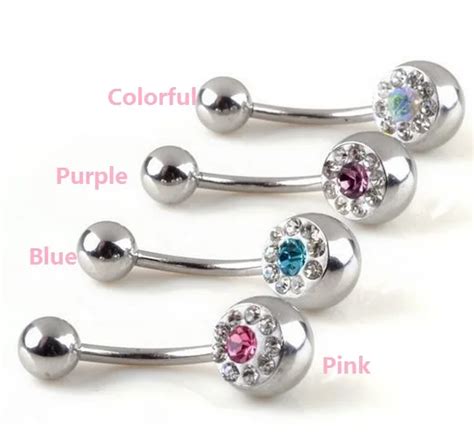 High Quality Medical Steel Crystal Rhinestone Belly Button Ring Dangle Navel Body Jewelry