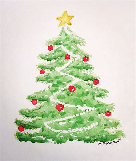 Watercolor Christmastree Christmas Watercolours Watercolor