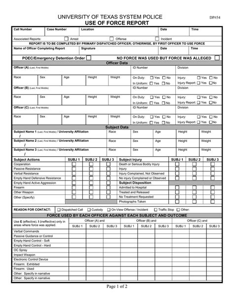 Dp 54 Use Of Force Report