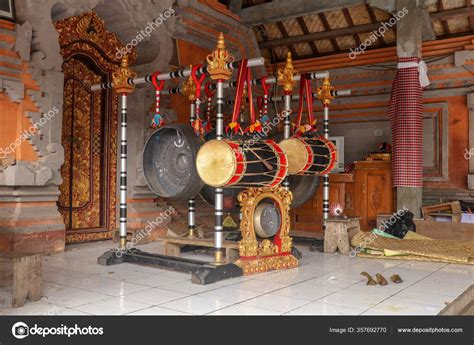Musical Instruments Hindu Temple Bali Island Indonesia Drums Gongs