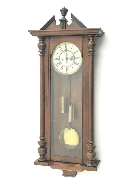 Late 19th Century Vienna Type Wall Clock Walnut And Beech Cased Eight