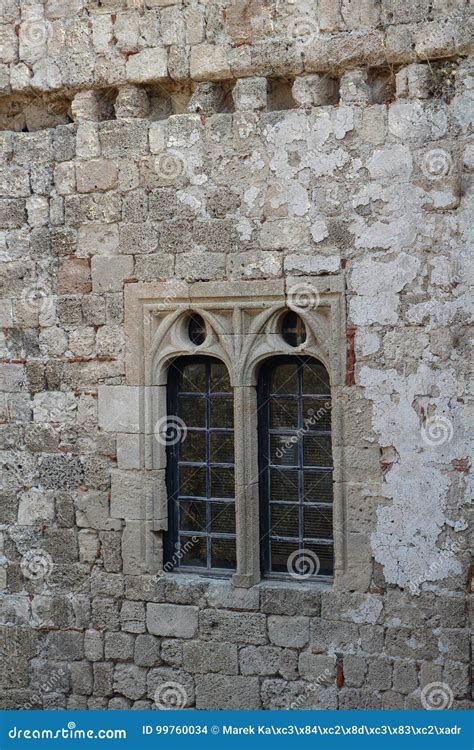 Medieval Window In Lindos Castle In Rhodes Greece Stock Photo Image