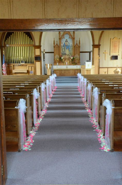 pew bows and petals along the aisle Wedding Pews, Wedding Ceremony