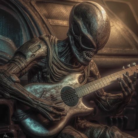 Premium Ai Image Alien Playing An Alien Guitar In A Car