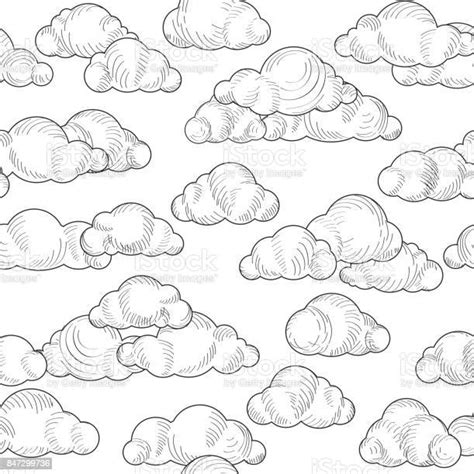 Cloud Pattern Cloudy Sky Seamless Background Stock Illustration
