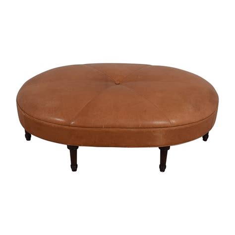 90 Off Oval Cognac Leather Ottoman Chairs
