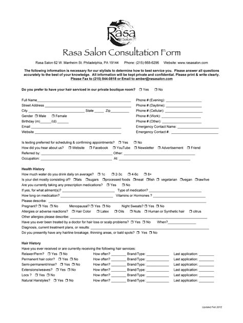 salon client intake form fill online printable fillable blank pdffiller