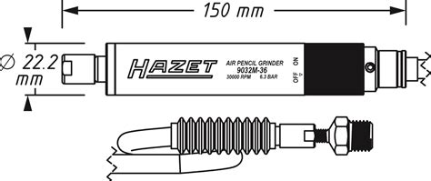 HAZET Mini Stabschleifer 9032M 36 Schleifer Druckluftschleifer