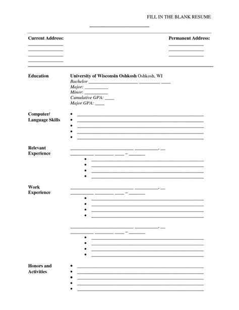 Level up your resume with these professional resume examples. fill in blank resume form | Fill in the Blank Sample ...