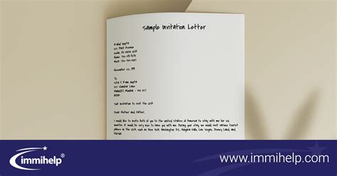 Sample Invitation Letter to Parents for a USA Tourist Visa - Immihelp
