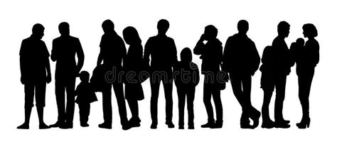 Large Group Of People Silhouettes Set 6 Stock Illustration
