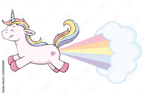 Cute Unicorn Farting Rainbow Vector De Stock Adobe Stock