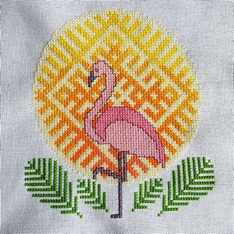 Original cross stitch pattern designs. Flamingo Cross Stitch - Dyelithium