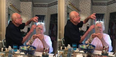 A Photo Of A Grandpa Doing His Wifes Hair Went Viral Allure Elderly Couples Elderly Man All