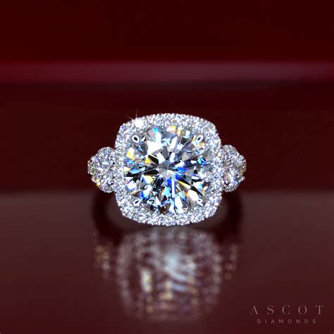 Cushion Cut Diamond Halo Engagement Ring Ascot Diamonds