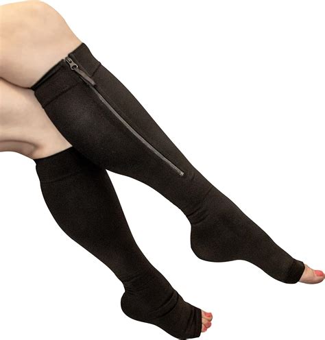 Compression Socks Zipper 20 30mmhg Knee High Open Toe Au Fashion
