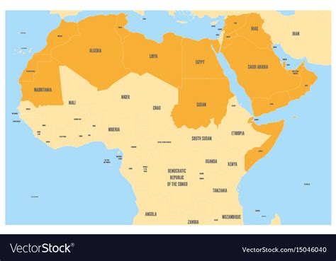 Arab World States Political Map With Orange Vector 15046040 